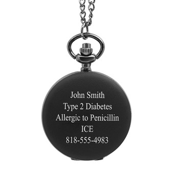 Quality Personalized Small Pocket Watch Medical ID Necklace 