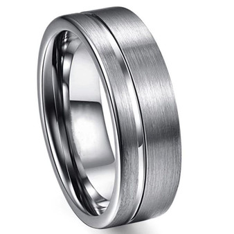 Personalized 8mm Stainless Steel Grooved Ring