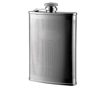 8 oz. Checkered Pattern with Oval Center Stainless Steel Flask