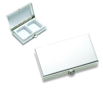 Personalized Matte Silver 2 Compartment Rectangle Pill Box