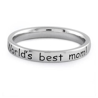  Personalized 925 Sterling Silver World's Best Mom Ring