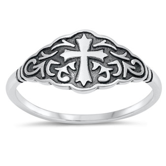 925 Sterling Silver Cross Ring (Other Colors)