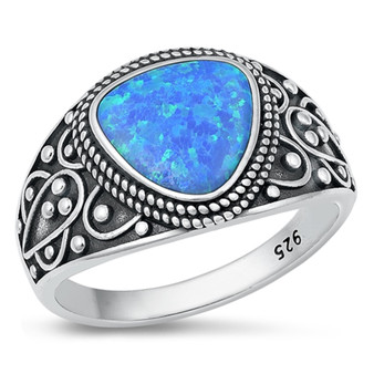 Quality 925 Sterling Silver Lab Opal Ring