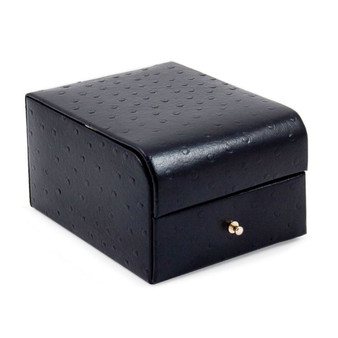 Two Level Black Leather Velour Lined Jewelry Case 