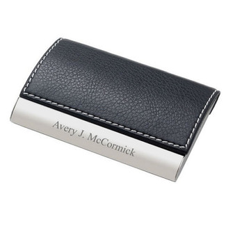 Personalized Charcoal Business Card Case