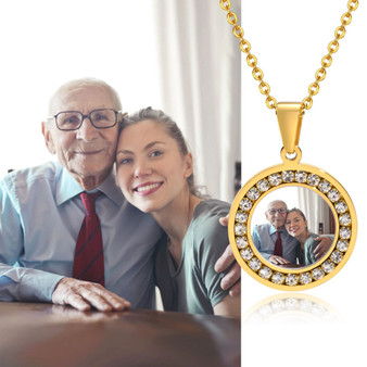 Personalized Quality Stainless Steel Photo Necklace with CZ