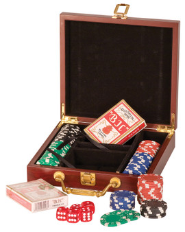 Personalized Rosewood Finish 100 chip Poker Set