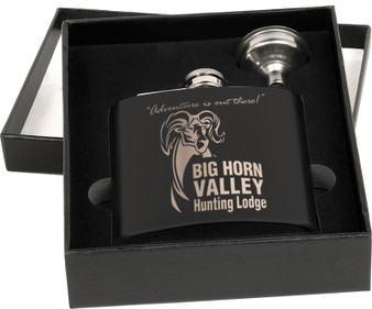 Personalized Black Matte Flask with Funnel and Presentation Box