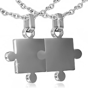 Personalized Stainless Steel 2-Part Jigsaw Couple Pendant