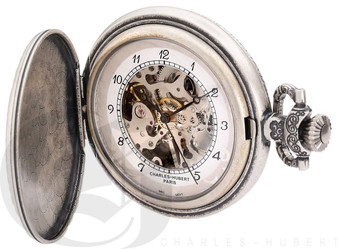 Charles-Hubert Paris Antique Chrome Finish Hunter Case Mechanical Pocket Watch