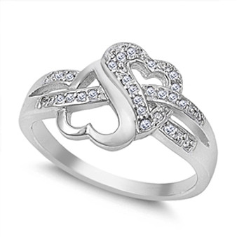 Sterling Silver Heart Shape Infinity Ring with CZ