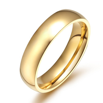 6mm Stainless Steel Polished Gold Color Traditional Band Ring