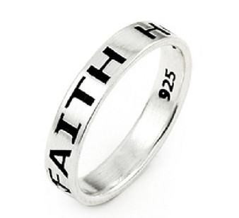 Personalized 4mm Sterling Silver Faith Hope Love Band Ring