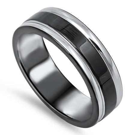 Personalized 6mm Stainless Steel 2-tone Band Ring