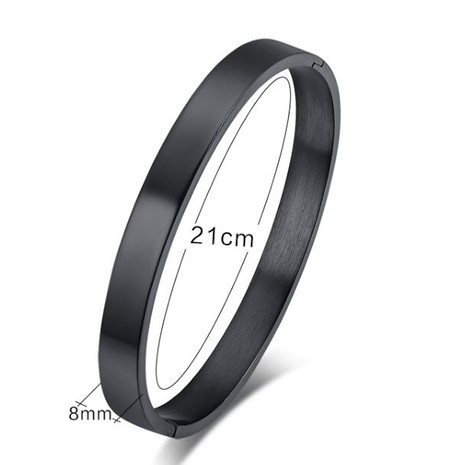 Stainless Steel Black Bangle Bracelet - Free Engraving