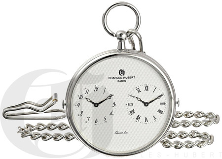 Personalized Charles-Hubert Paris Dual Time Quartz Pocket Watch