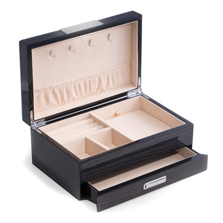 Personalized Steel Gray 2 Level Jewelry Box With Drawer