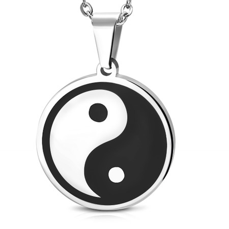 Personalized Stainless Steel 2-Tone Yin-Yang Pendant with Chain
