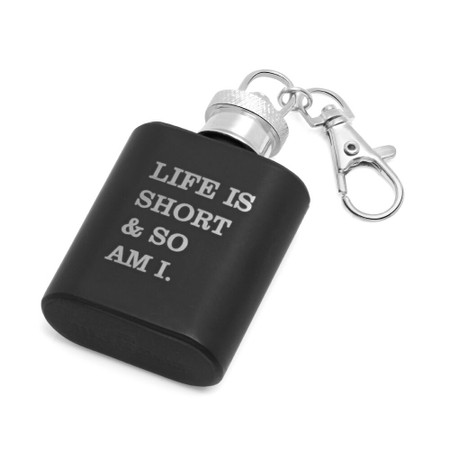Personalized Black Matt Key Chain Flask- Free Engraving