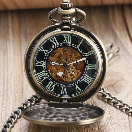 Personalized Antique Mechanical Hand Wind Pocket Watch With Roman