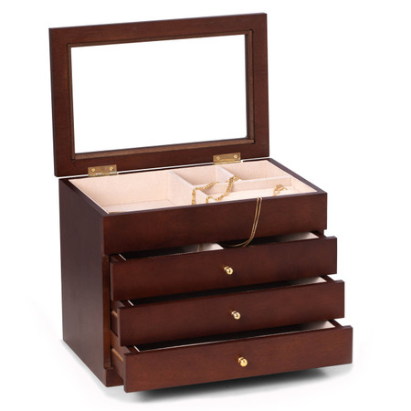 Personalized Quality Rosewood Jewelry Box With Glass Viewing Top