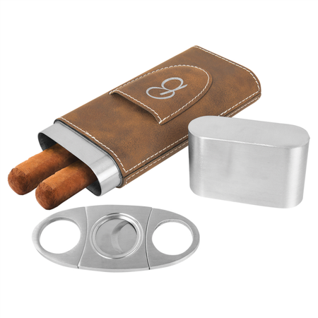 Personalized Leatherette Cigar Case with Cutter 7 Colors