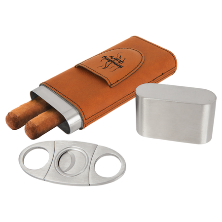 Personalized Leatherette Cigar Case with Cutter 7 Colors - ForeverGifts.com