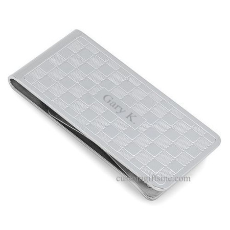 Quality Checkered Pattern Metal Money Clip