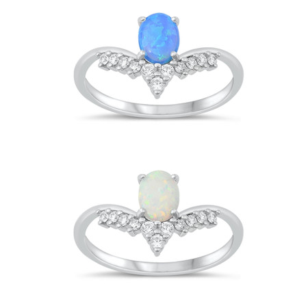 Personalized 925 Sterling Silver Lab Opal Multi Stone Ring