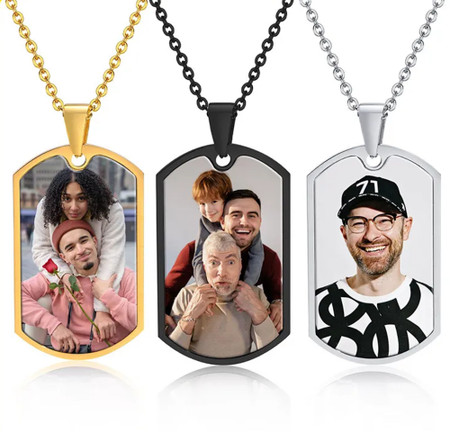 Personalized Stainless Steel Full Color Photo Dog Tag Pendant Nekclace