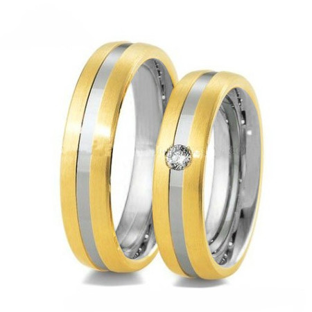 Personalized Two Tone Stainless Steel Comfort fit Band Set