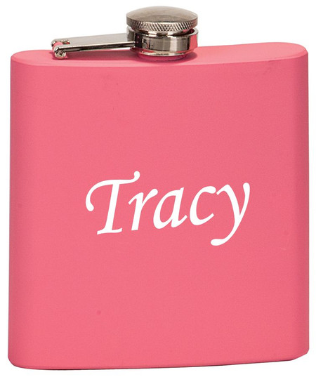 6 oz Matte Pink Laserable Stainless Steel Flask