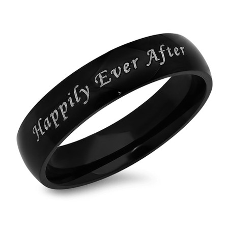 Happily Ever After Stainless Steel Black Promise Ring