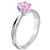 Stainless Steel Prong-Set Round Solitaire Ring with Pink CZ