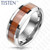 Personalized Wood Inlaid Beveled Edge Tungsten Titanium Alloy Ring