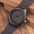 Personalized To Son Black Bamboo Wood Watch with Genuine Black Leather