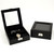 Personalized Black Leather Watch and Accessory Case with Glass Top