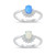 Personalized Rhodium Plated 925 Sterling Silver Lab Opal Ring