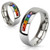 6mm Stainless Steel Ring with Rainbow Color Gems