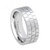 8mm - White Titanium Ring Pipe-Cut Brick Pattern Design