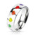 Personalized Rainbow Hearts Dome Stainless Steel Band Ring