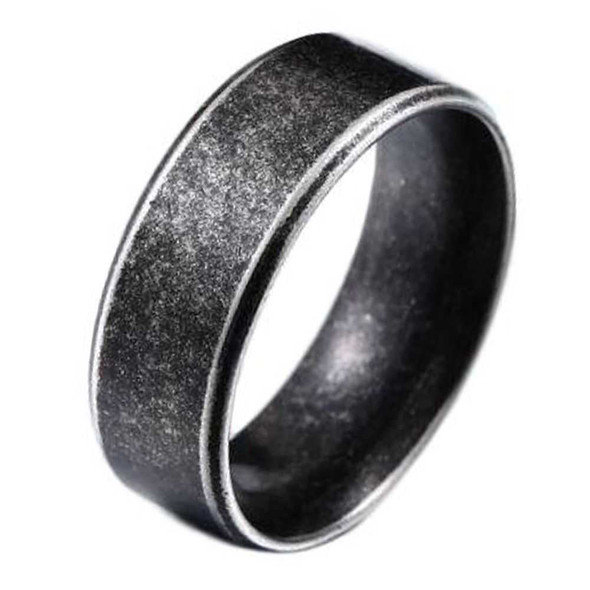 Personalized 8mm Stainless Steel Beveled Edge Retro Plain Ring Personalized 8mm Stainless Steel Beveled Edge Retro Plain Ring