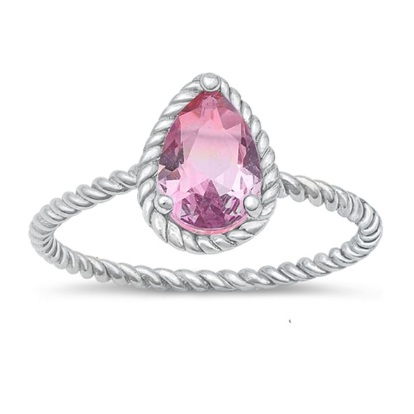 Sterling Silver Pink CZ Ring