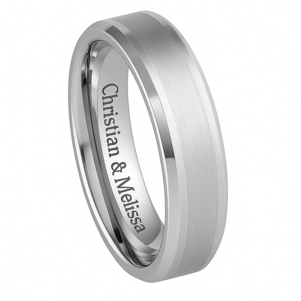 6mm Personalized Quality White Tungsten Ring - FREE Engraving! 6mm Personalized Quality White Tungsten Ring - FREE Engraving!