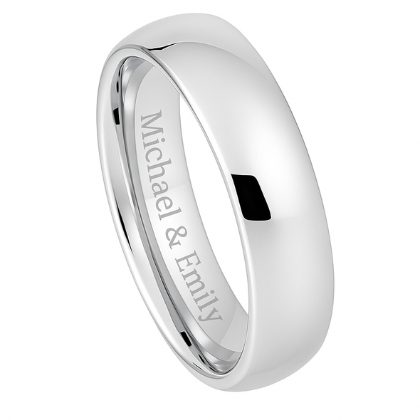 Quality High Polish White Tungsten Ring - FREE Engraving! Quality High Polish White Tungsten Ring - FREE Engraving!
