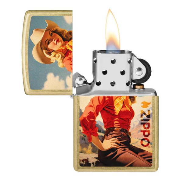 Genuine Zippo Rancher Design Lighter On Classic Street Brass Genuine Zippo Rancher Design Lighter On Classic Street Brass