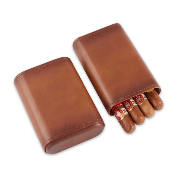 Rustic Brown Leather Large 4 Cigar Case - Personalized it FREE! Rustic Brown Leather Large 4 Cigar Case - Personalized it FREE!