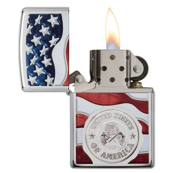 American Stamp on Flag Genuine Zippo Lighter - Personalized it FREE! American Stamp on Flag Genuine Zippo Lighter - Personalized it FREE!
