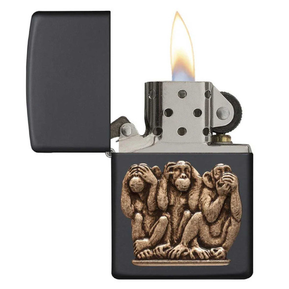 Three Monkeys Genuine Zippo Lighter - Personalized it FREE! Three Monkeys Genuine Zippo Lighter - Personalized it FREE!