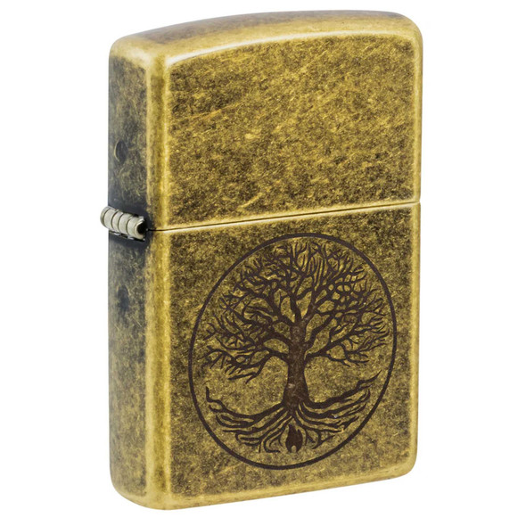 Tree of Life Design on Antique Brass Genuine Zippo Lighter - Personalized it FREE!